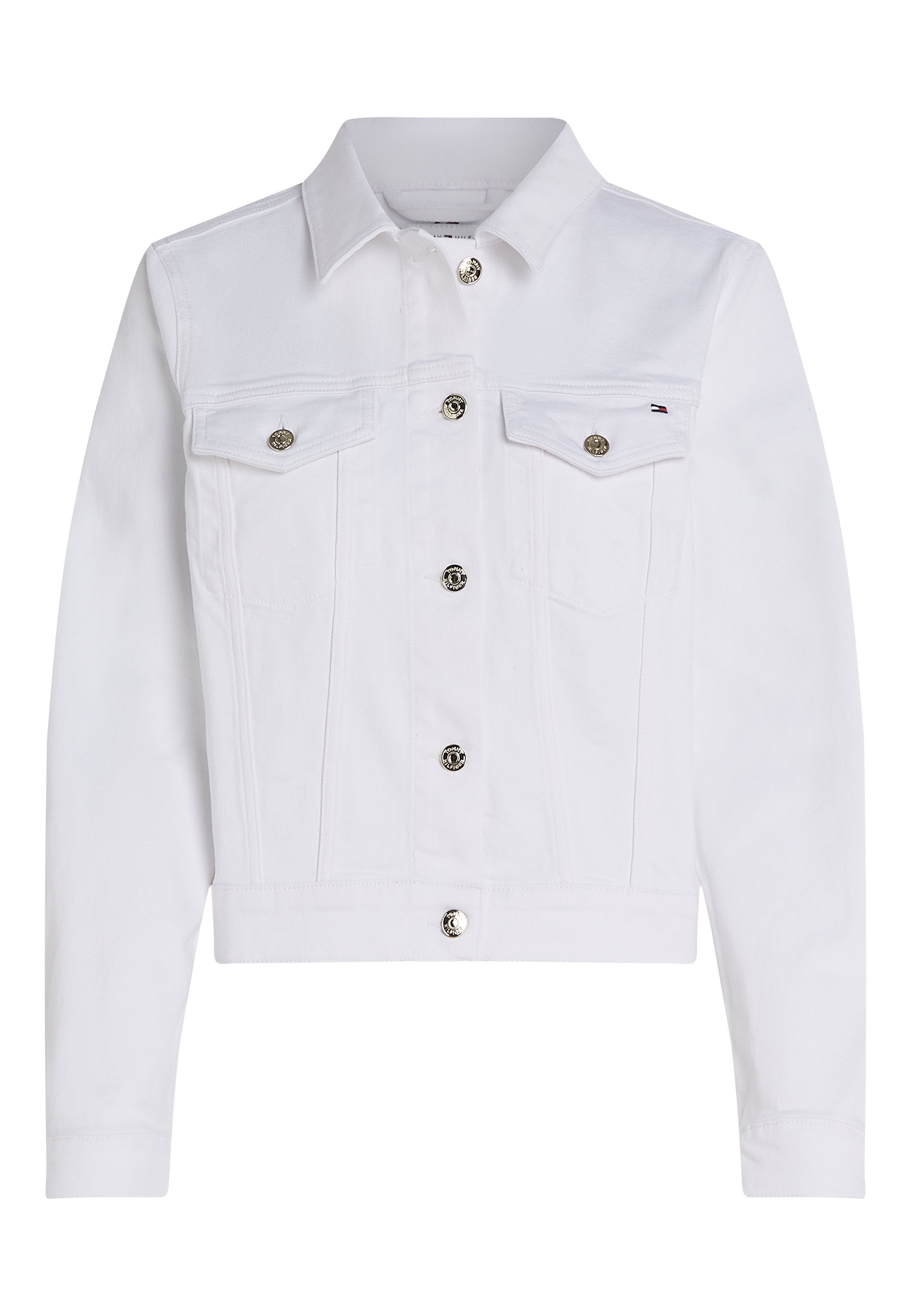 SLIM WHITE DENIM TRUCKER JACKET Media 1