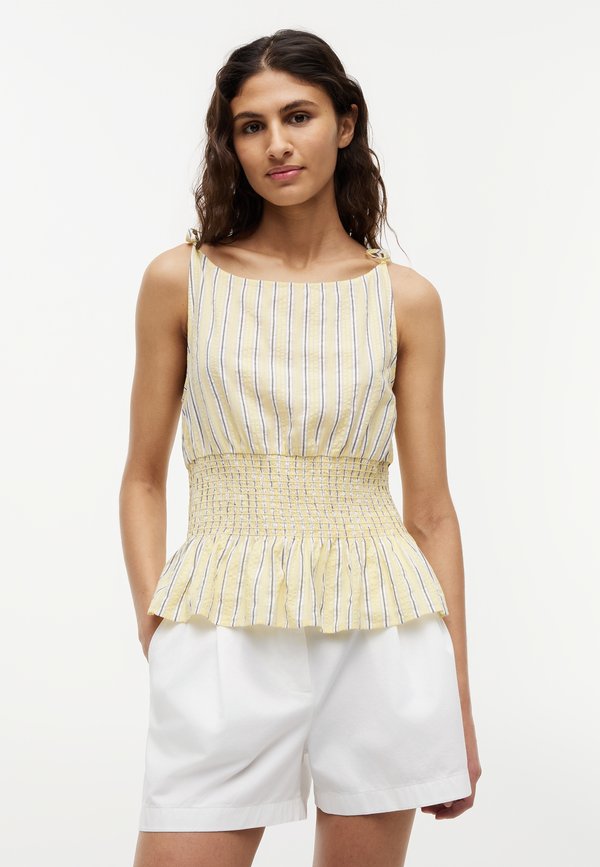 Tommy Hilfiger SMOCKED SHOULDER TIE NS TOP - SMOCKING WITH TIE - Top - liquorice citronella
