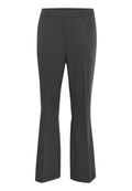 Graue maßgeschneiderte Hose mit geradem Bein, flachem Vorderteil und subtiler Textur. Mit Gürtelschlaufen und Seitentaschen.