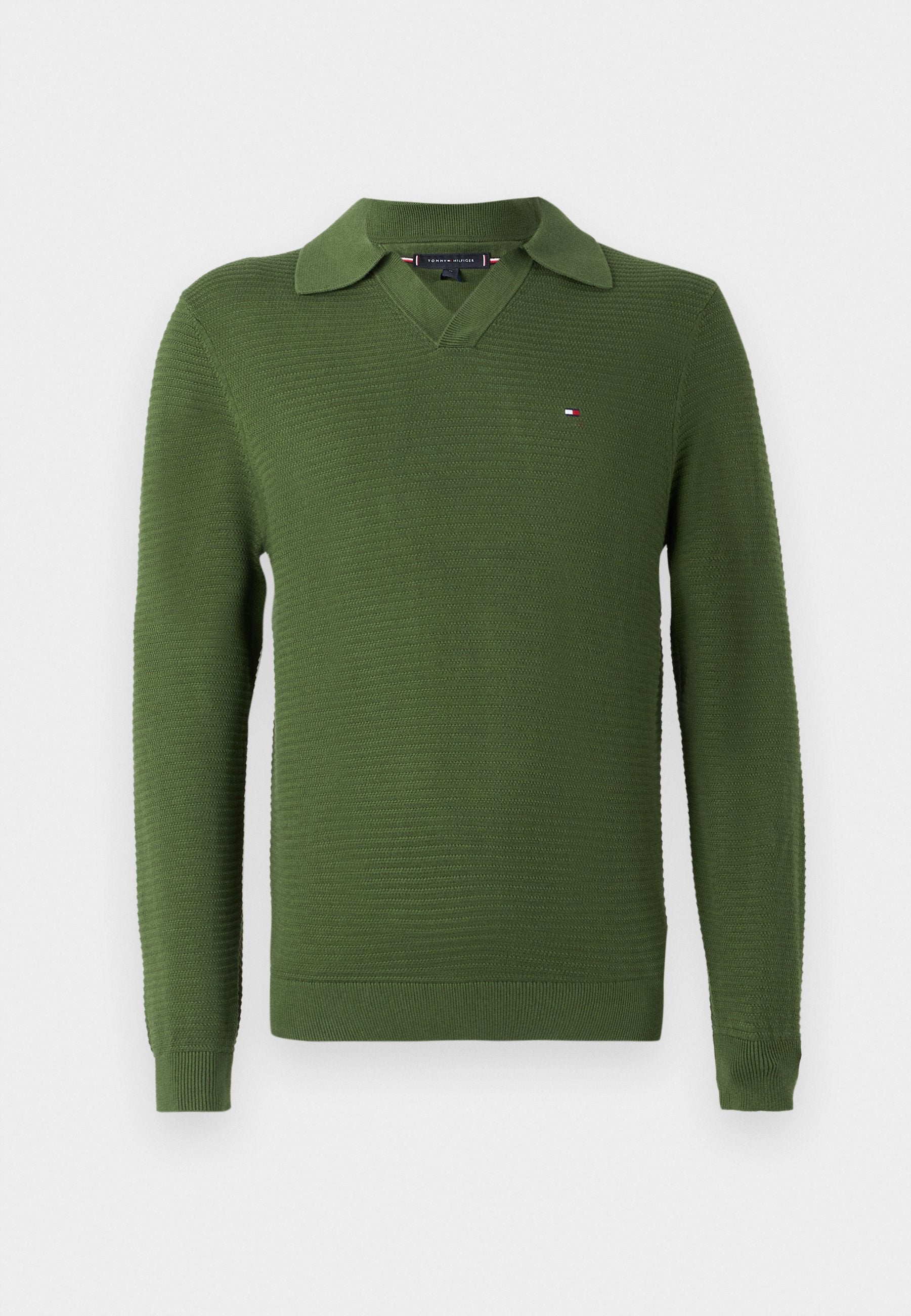 TEXTURED KNIT POLO COLLAR JUMPER Media 1