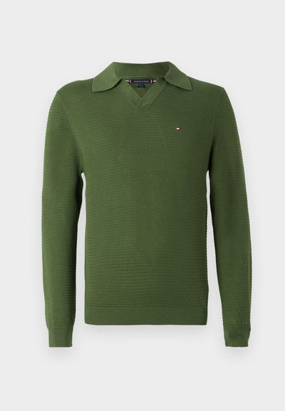 Tommy Hilfiger TEXTURED KNIT POLO COLLAR JUMPER