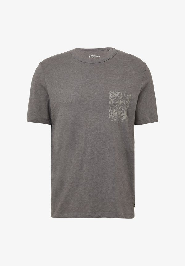 s.Oliver MIX MIT ARTWORK - Print T-shirt - grau meliert