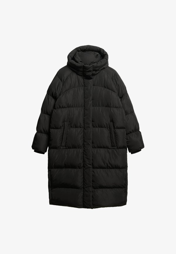 Superdry & Co LONGLINE HOODED PUFFER - Winter coat - black