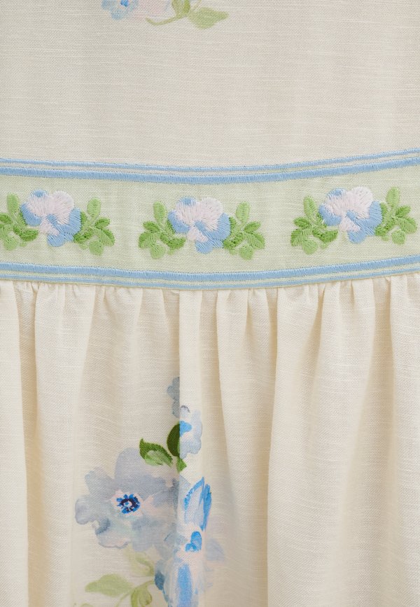 Malina STEFANIA TIE STRAP EMBROIDERED MIDI DRESS