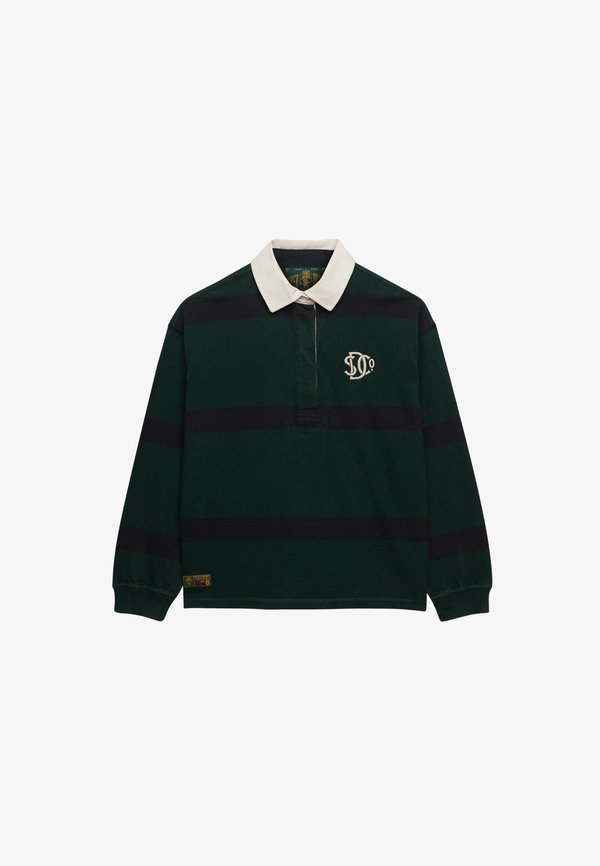 Superdry & Co HERITAGE STRIPE RUGBY  - Polo shirt - varsity green
