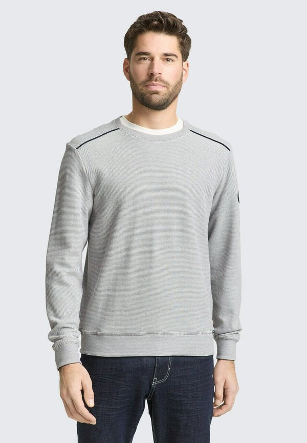 TOM TAILOR MIT LOGO-BADGE - Sweatshirt - offwhite navy stripe structure