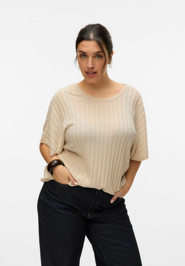 Vero Moda Curve Knitted VMCBARBADOS Knitted - Basic T-shirt - oatmeal