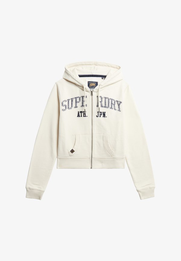 Superdry & Co ATHLETIC ESSENTIALS RELAXED - Zip-up sweatshirt - desert bone off white