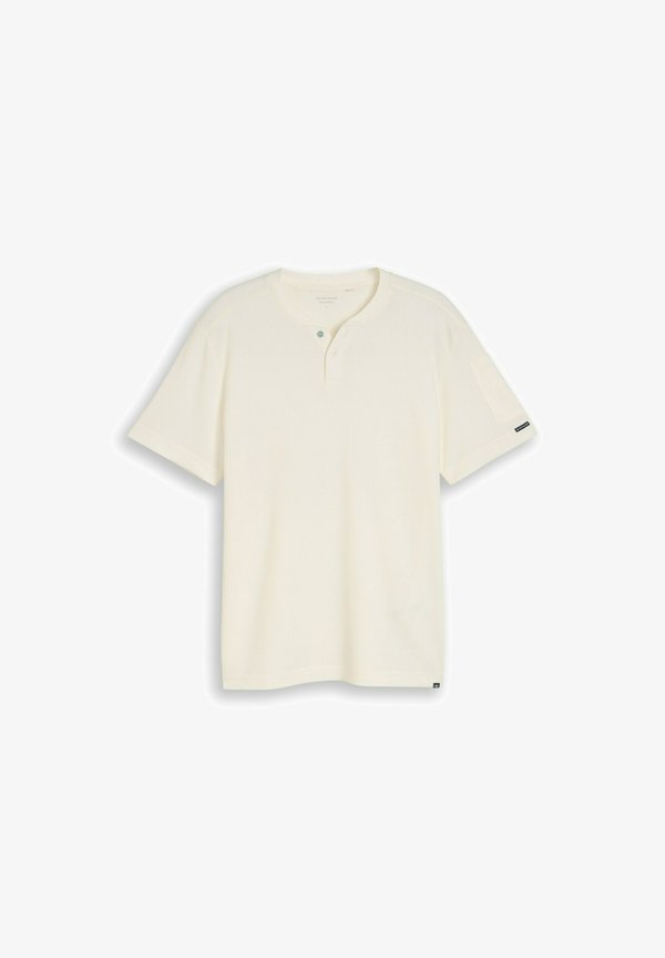 TOM TAILOR TOM TAILOR T-SHIRT HENLEY T-SHIRT MIT WAFFELSTRUKTUR - Basic T-shirt - gardenia white