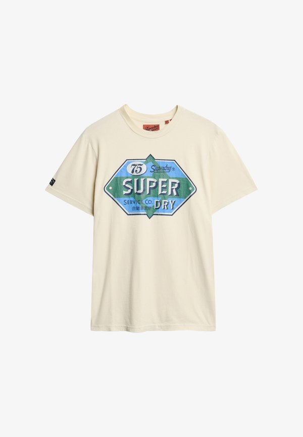 Superdry & Co WORKWEAR GASOLINE GRAPHIC - Print T-shirt - rice white