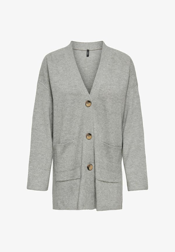 ONLY ONLIBI LS RIB LOOSE CARDIGAN KNT NOOS - Cardigan - medium grey melange