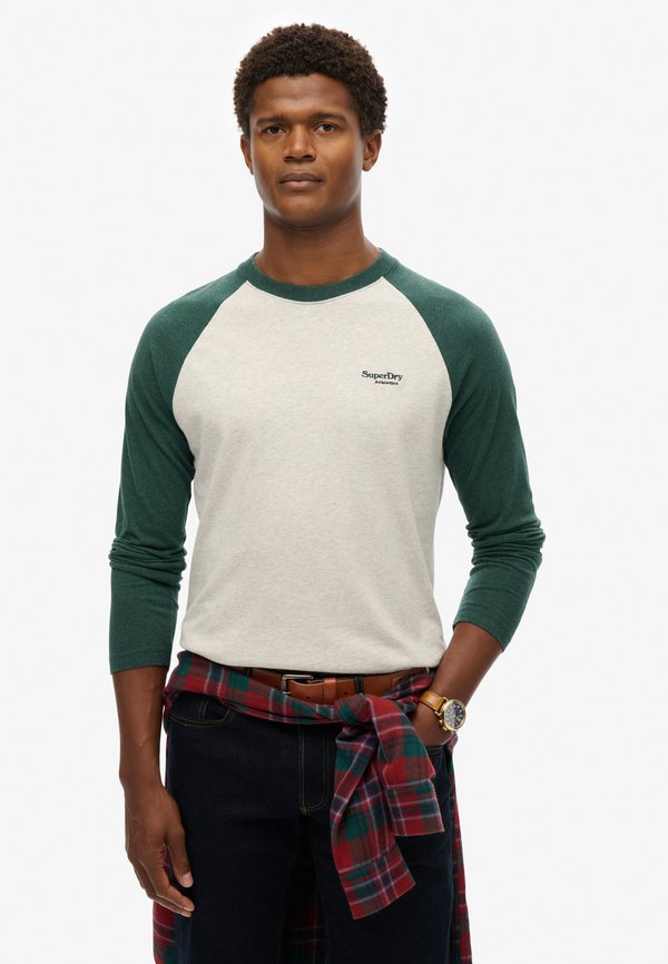 Superdry & Co ESSENTIAL BASEBALL - Long sleeved top - glacier grey marl buck green marl