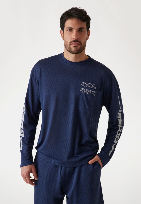 Guess OVERSIZE- MESH - Long sleeved top - dunkelblau
