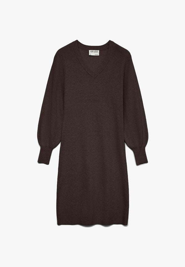 Vero Moda Knitted AWALEXANDRA Midi - Jumper dress - chocolate torte