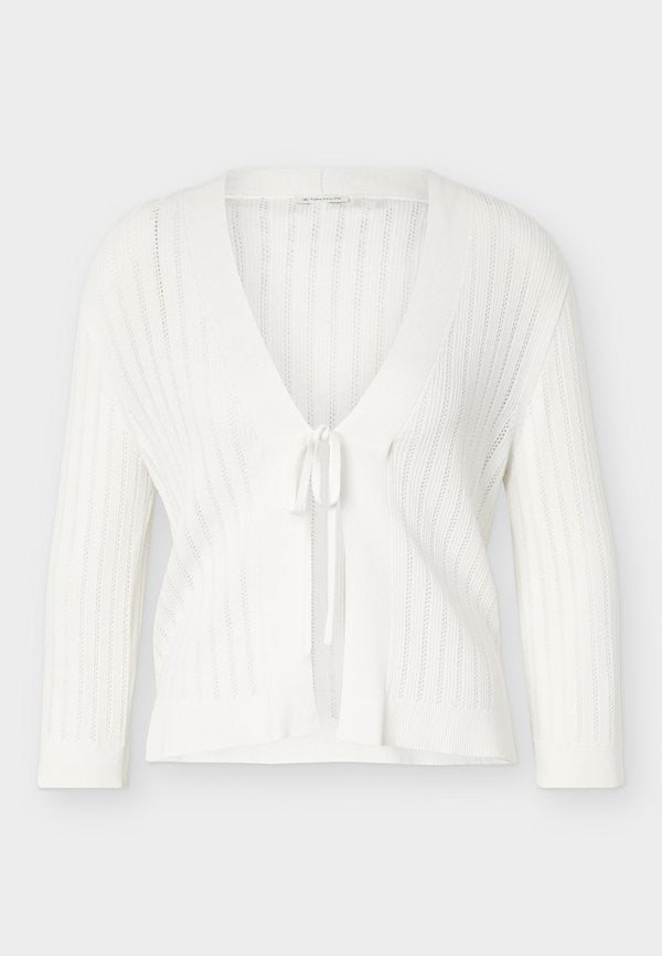 TOM TAILOR CRISPY CARDIGAN WITH BOW - Cardigan - whisper white