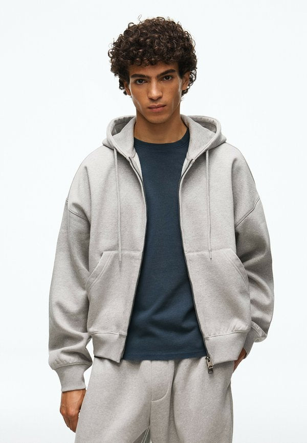 Bershka BASIC ZIP-UP SWEATSHIRT. - Zip-up sweatshirt - dark grey