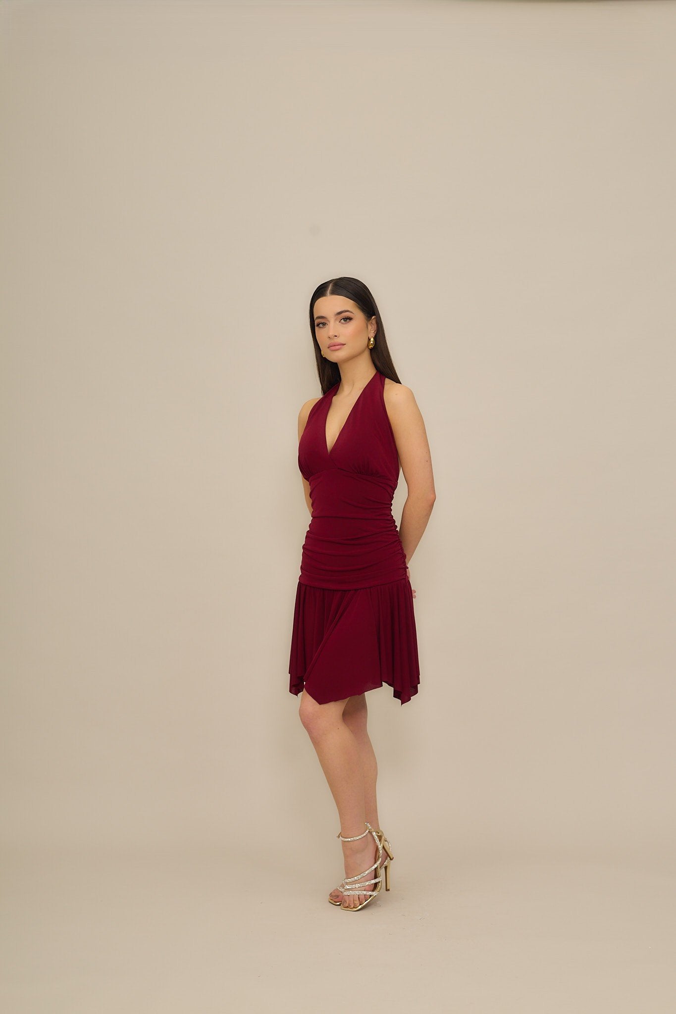 WAL G PETITE DOLLY HALTER NECK MINI
