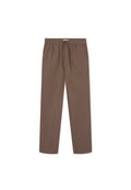 Braune, locker sitzende Hosen aus leichtem Material. Mit einem elastischen Bund und Kordelzug, seitlichen Taschen und geraden Beinen.