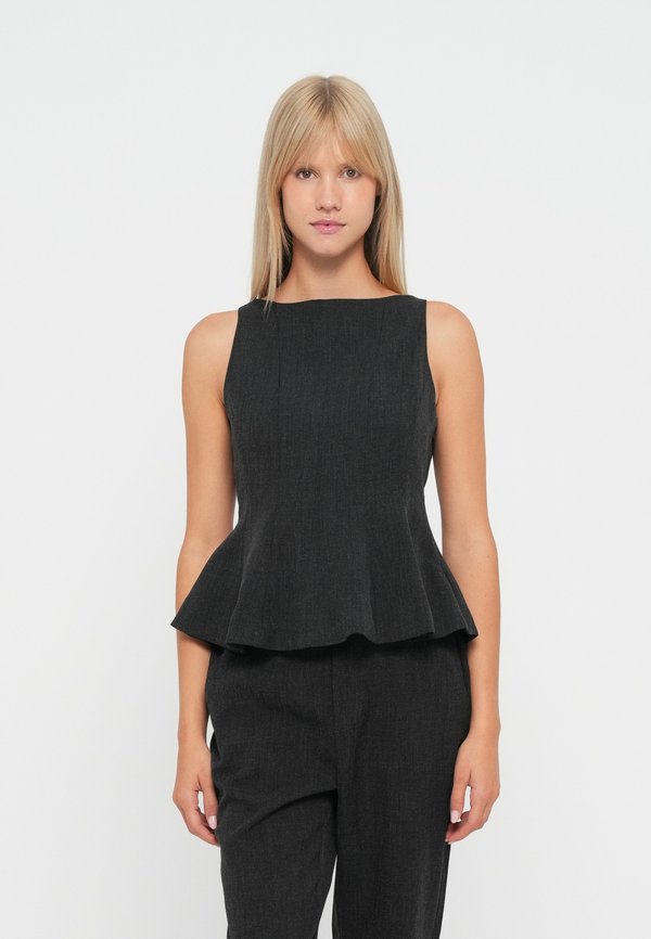 Vero Moda Peplum VMBESTIE - Blouse - dark grey melange