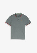 TOM TAILOR PRINTED POLO - Polo shirt - greyish green two tone pique