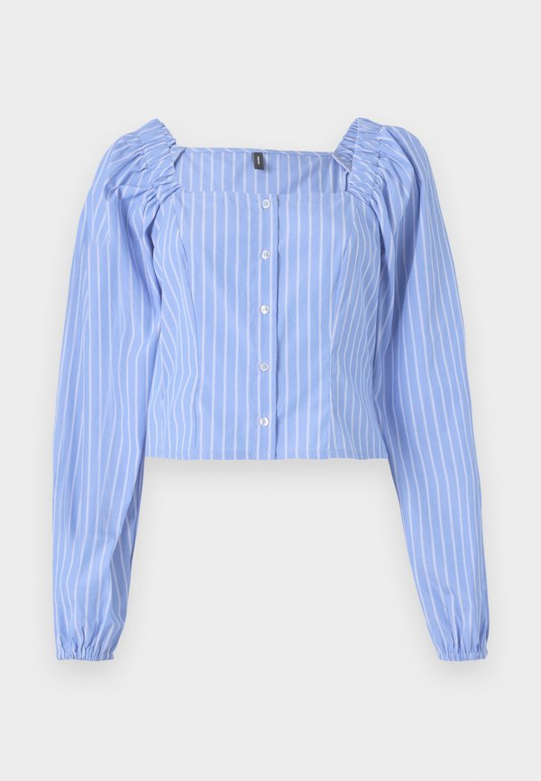 Vero Moda VMLEILA CROPPED - Blouse - cornflower blue/snow white