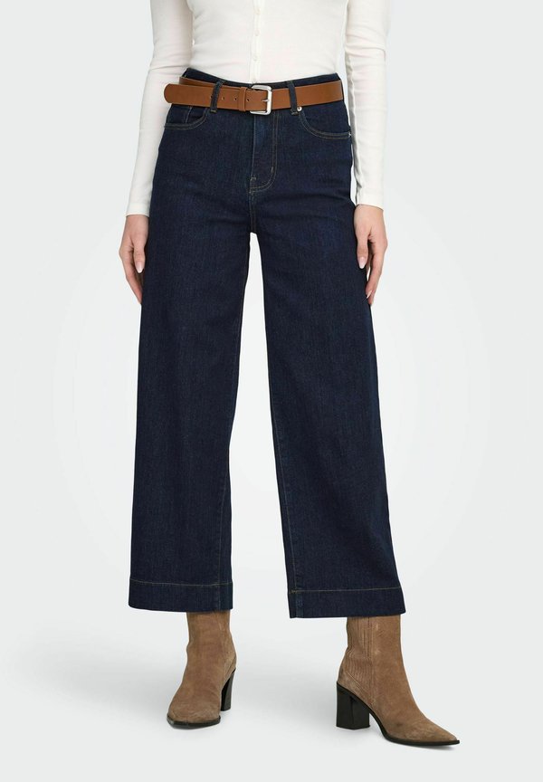 ONLY Wide-fit ONLREGINA High waist Cropped Fit - Wide Leg - dark blue denim