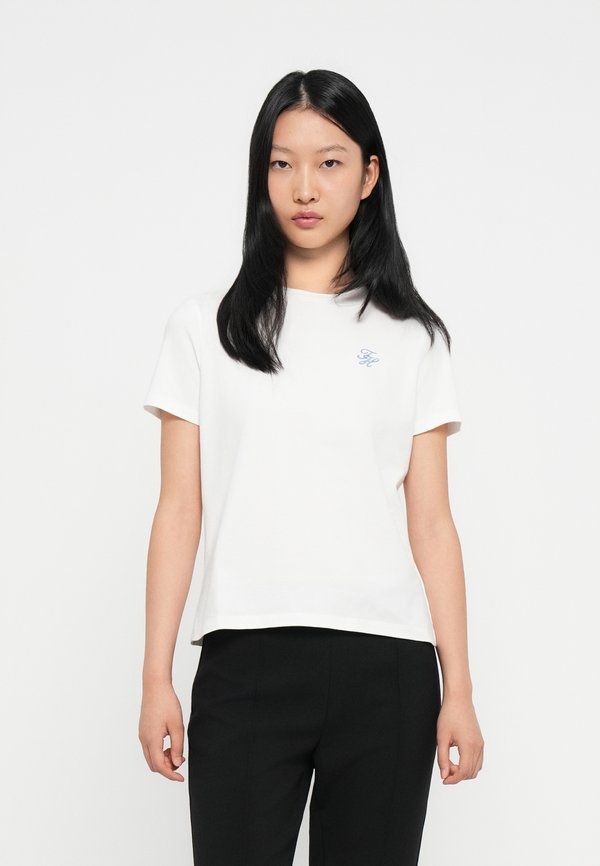 Tommy Hilfiger LOGO EMBROIDERY JERSEY CREW NECK T-SHIRT - Basic T-shirt - ecru