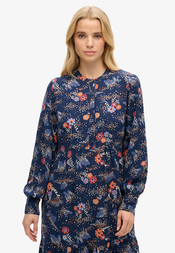Superdry & Co LONG SLEEVE TIERED MIDI