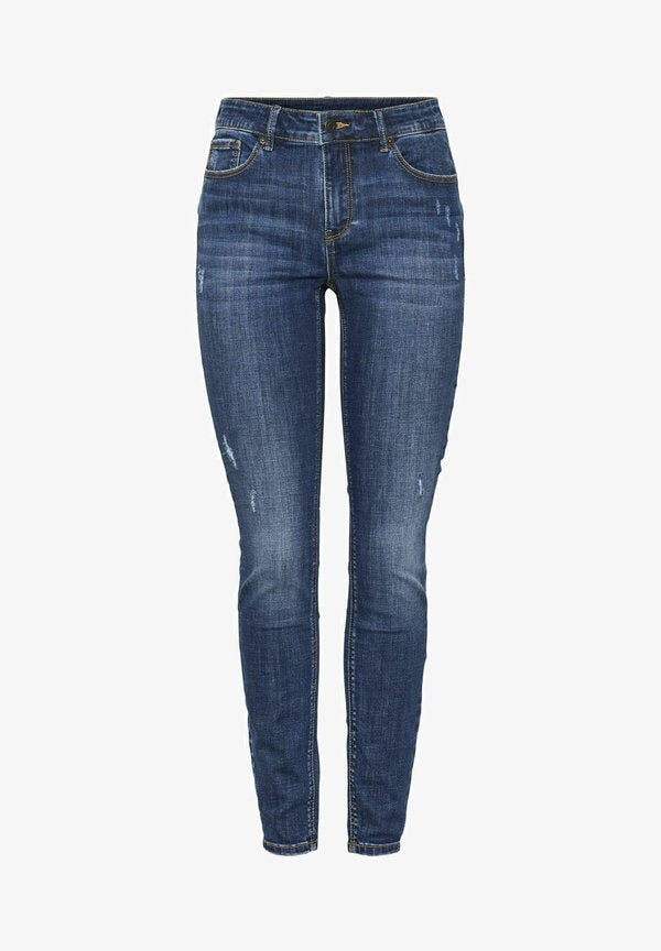 Vero Moda Curve Slim fit VMCSEVEN Mid rise Skinny - Slim fit jeans - dark blue denim