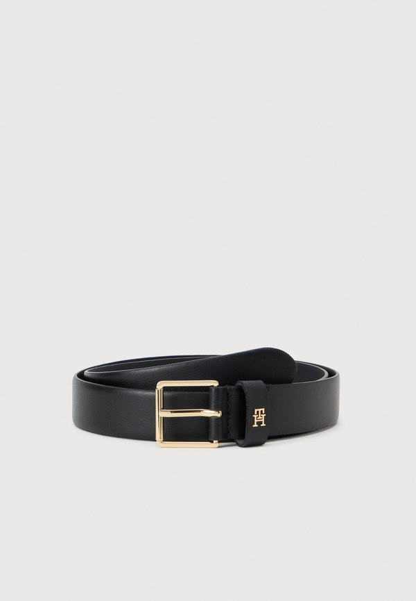 Tommy Hilfiger TH MONOGRAM SQUARE BUCKLE LEATHER BELT - Belt - black