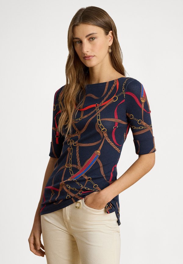 Lauren Ralph Lauren Petite BELTING-PRINT COTTON BOATNECK TEE
