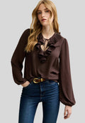 New Look RUFFLED TIE NECK LONG SLEEVE