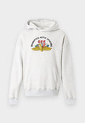 Grauer Kapuzenpullover aus weicher Baumwollmischung. Mit einer Fronttasche, gerippten Bündchen und einem bunten Logo des Indianapolis Motor Speedway auf der Brust.