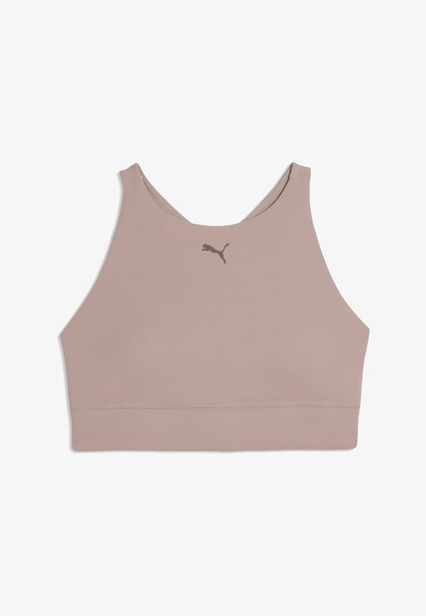 Puma SHAPELUXE HIGH NECK BRA - MID - Medium support sports bra - sandstone