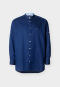 Tommy Hilfiger PLUS REGULAR FIT LINEN BLEND GRANDAD COLLAR SHIRT - Shirt - carbon navy