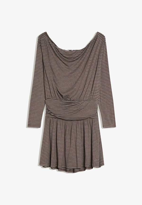Bershka BELTED LONG-SLEEVE PRINT- MINI - Day dress - dark brown
