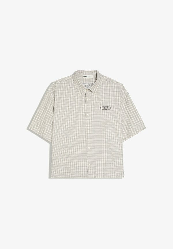 Bershka SHORT SLEEVE BOXY FIT - PRINT SHIRT - Shirt - grey
