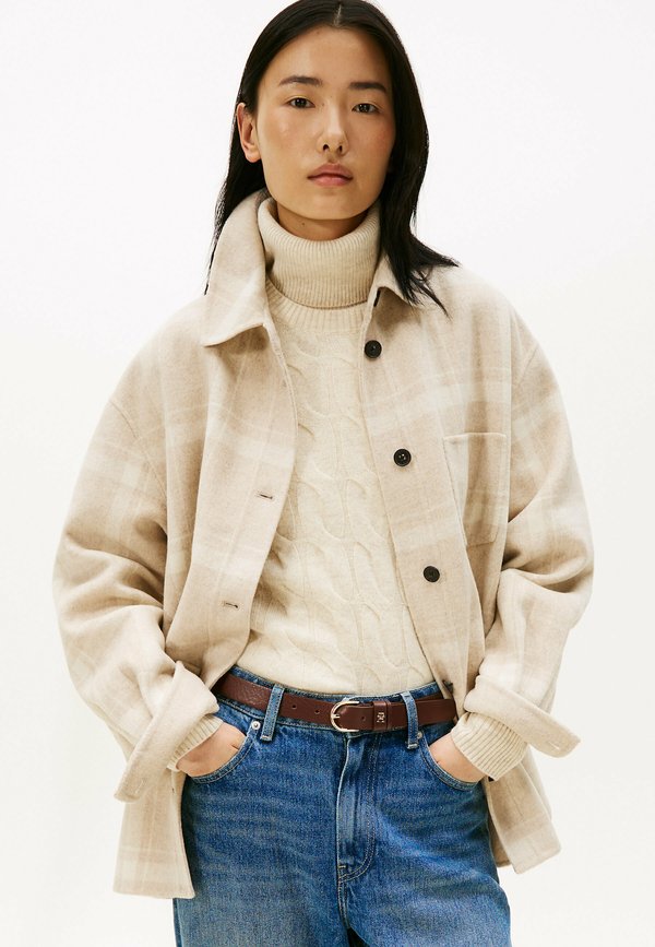 Tommy Hilfiger POCKET SHACKET - Classic coat - cream  ow check