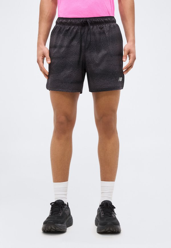 New Balance RC PRINTED SHORT - Sports shorts - black/castlerock/slate grey