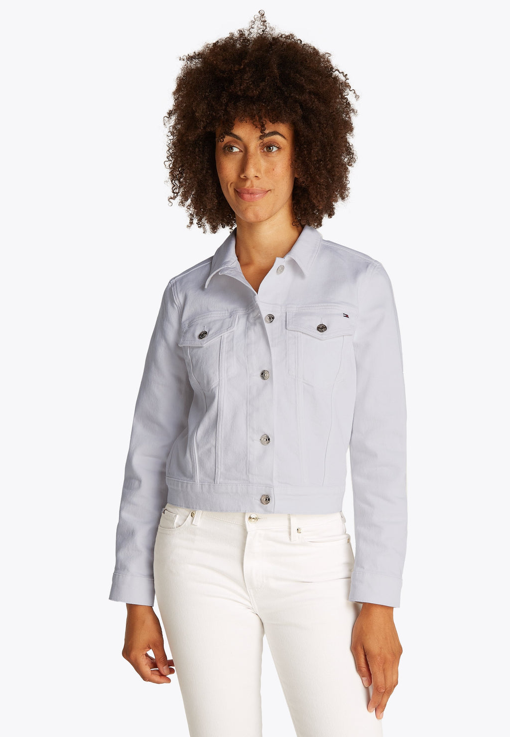 SLIM WHITE DENIM TRUCKER JACKET Media 3