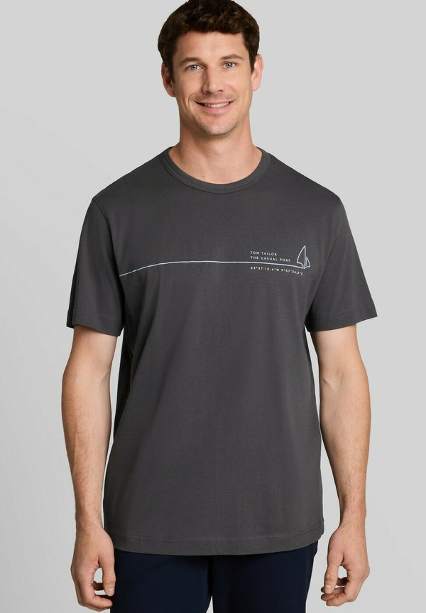 TOM TAILOR PRINTED T-SHIRT - Print T-shirt - tarmac grey