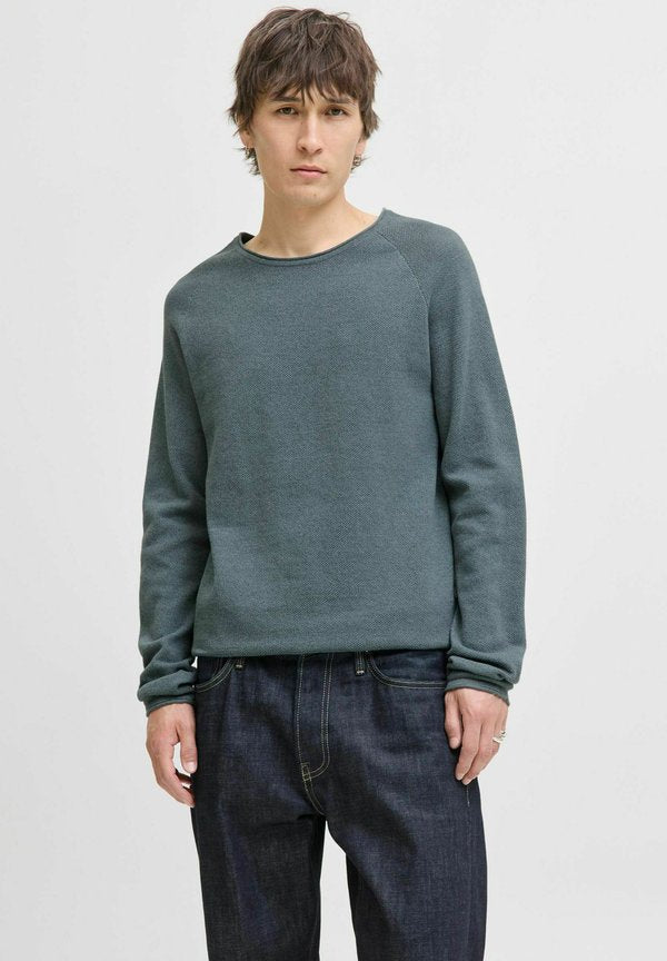 Jack & Jones JJEHILL KNIT CREW NECK NOOS - Jumper - stormy weather