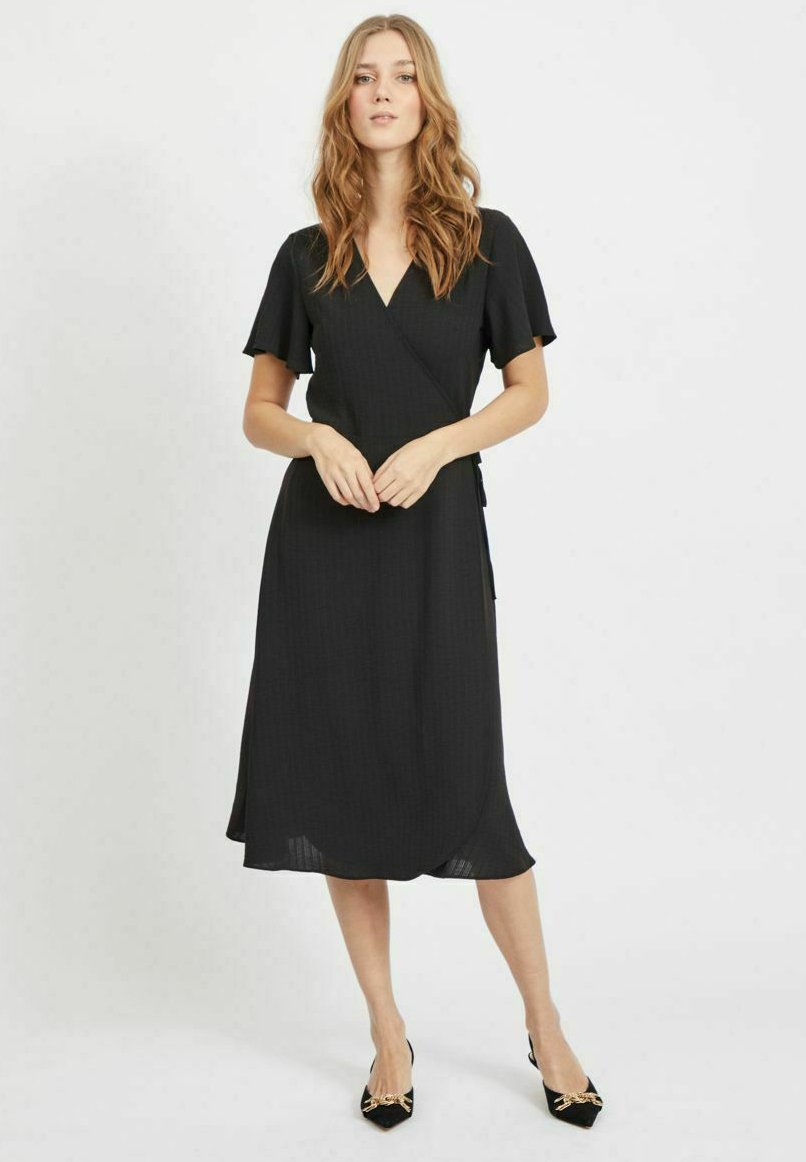 VILA VILOVIE S/S WRAP MIDI DRESS - NOOS