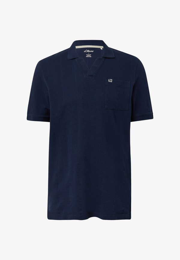 s.Oliver MIT STRUKTUR-STREIFEN UND OFFENEM KRAGEN - Polo shirt - navy