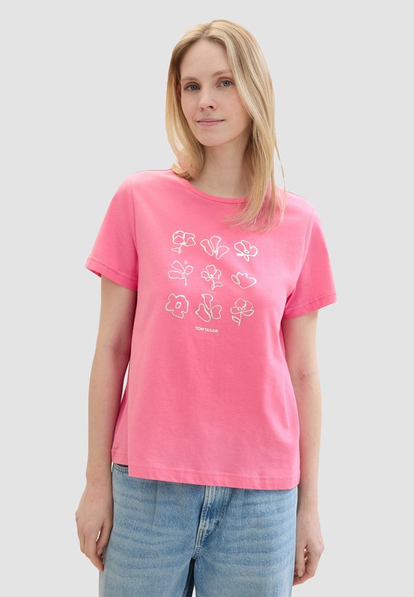 TOM TAILOR 2ER-SET RUNDHALS KURZARM - Print T-shirt - blau pink
