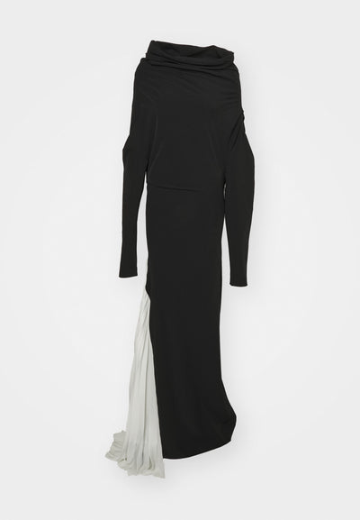 A.W.A.K.E. MODE ASYMMETRIC DRESS WITH PLEATED SIDE PANEL