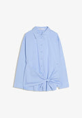 Bershka TIED PRINT - Button-down blouse - dark blue
