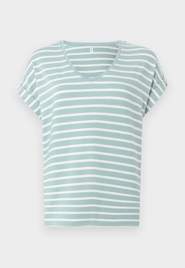ONLY ONLMOSTER V NECK - Print T-shirt - gray mist/cloud dancer