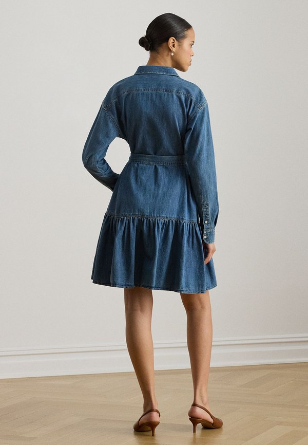 Lauren Ralph Lauren BELTED DENIM TIERED SHIRTDRESS