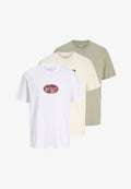 Jack & Jones JORMONTAUK FRONT TEE 3 PACK - Print T-shirt - bright white/antique white/seagrass